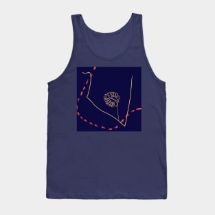 Tropical Dark Blue String Abstract Art Tank Top